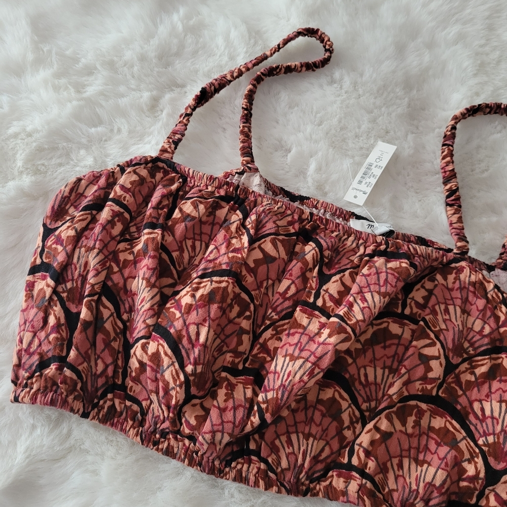 🐙MADEWELL LIGHTESTSPUN COVER-UP BUBBLE CROP TOP IN PAINTED SEASHELLS XXL - Picture 7 of 8